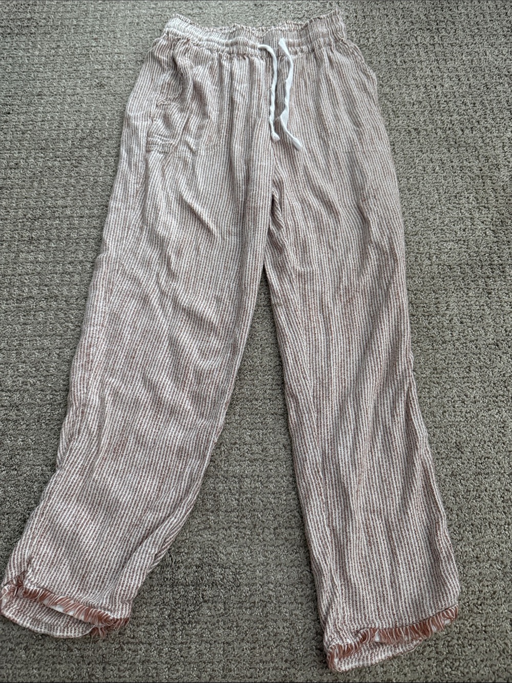 aerie brown and white high waisted Striped Lounge Gauze Pants